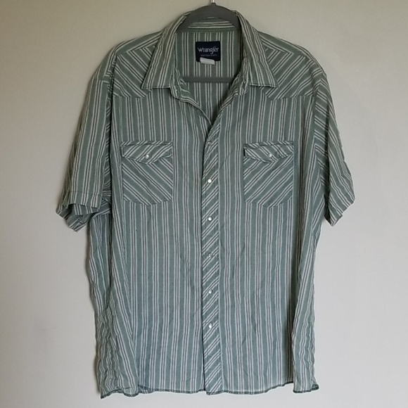 Wrangler Other - Wrangler Vintage Green Striped Button Down XXL